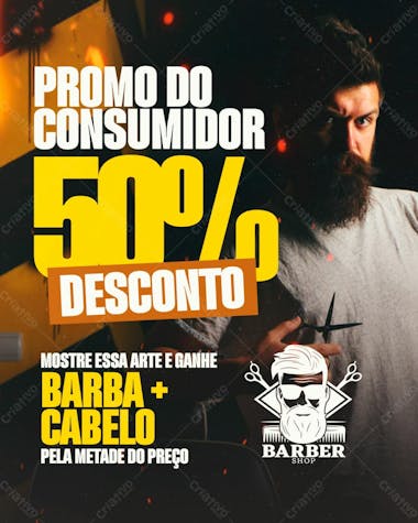 Flyer social media barbearia dia do cliente feed psd editável