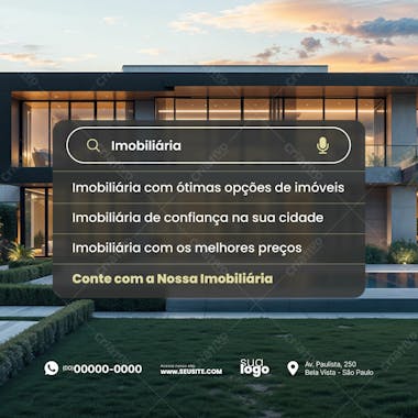 Modelo psd midia social folheto de marketing imobiliaria