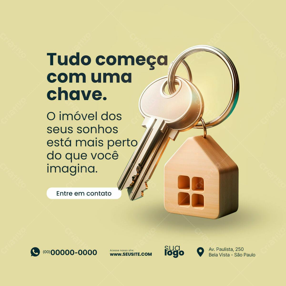 Postagem Imobiliária com Chave e Casinha PSD Editável
