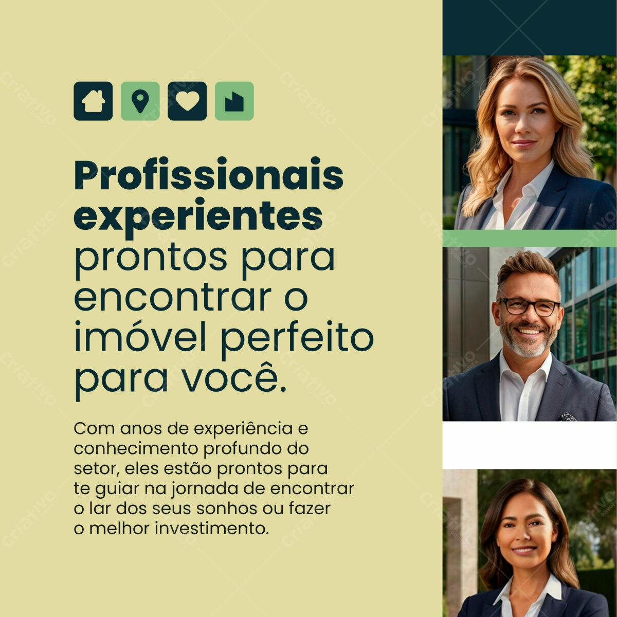 Flyer Imobiliário com Fotos de Agentes PSD Editável