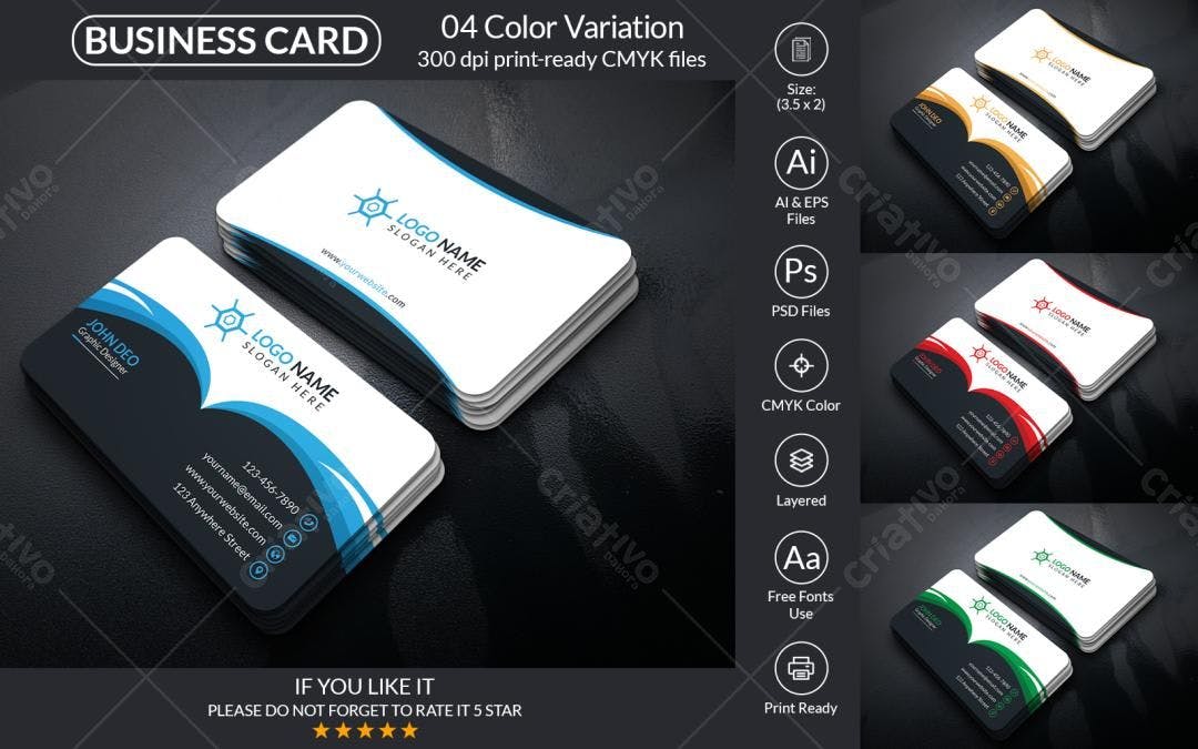 Cartão de Visita Moderno com Design Azul e Preto PSD Editável