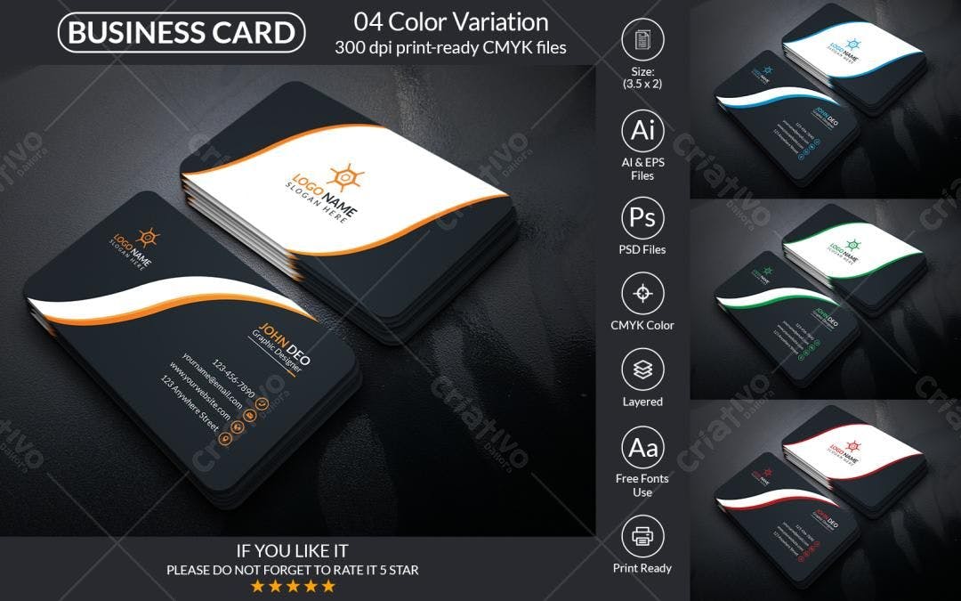 Cartão de Visita Moderno com Detalhes em Laranja PSD Editável
