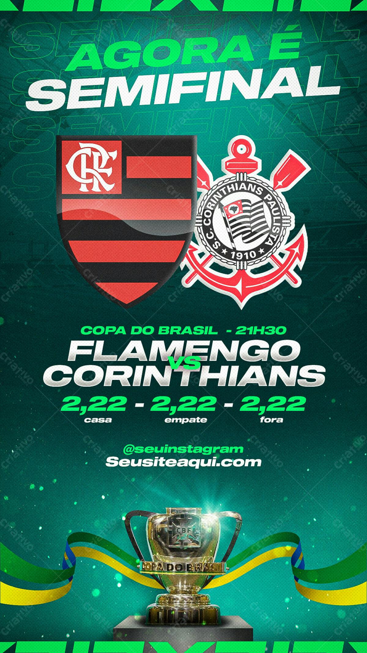 Flyer Flamengo x Corinthians PSD Editável