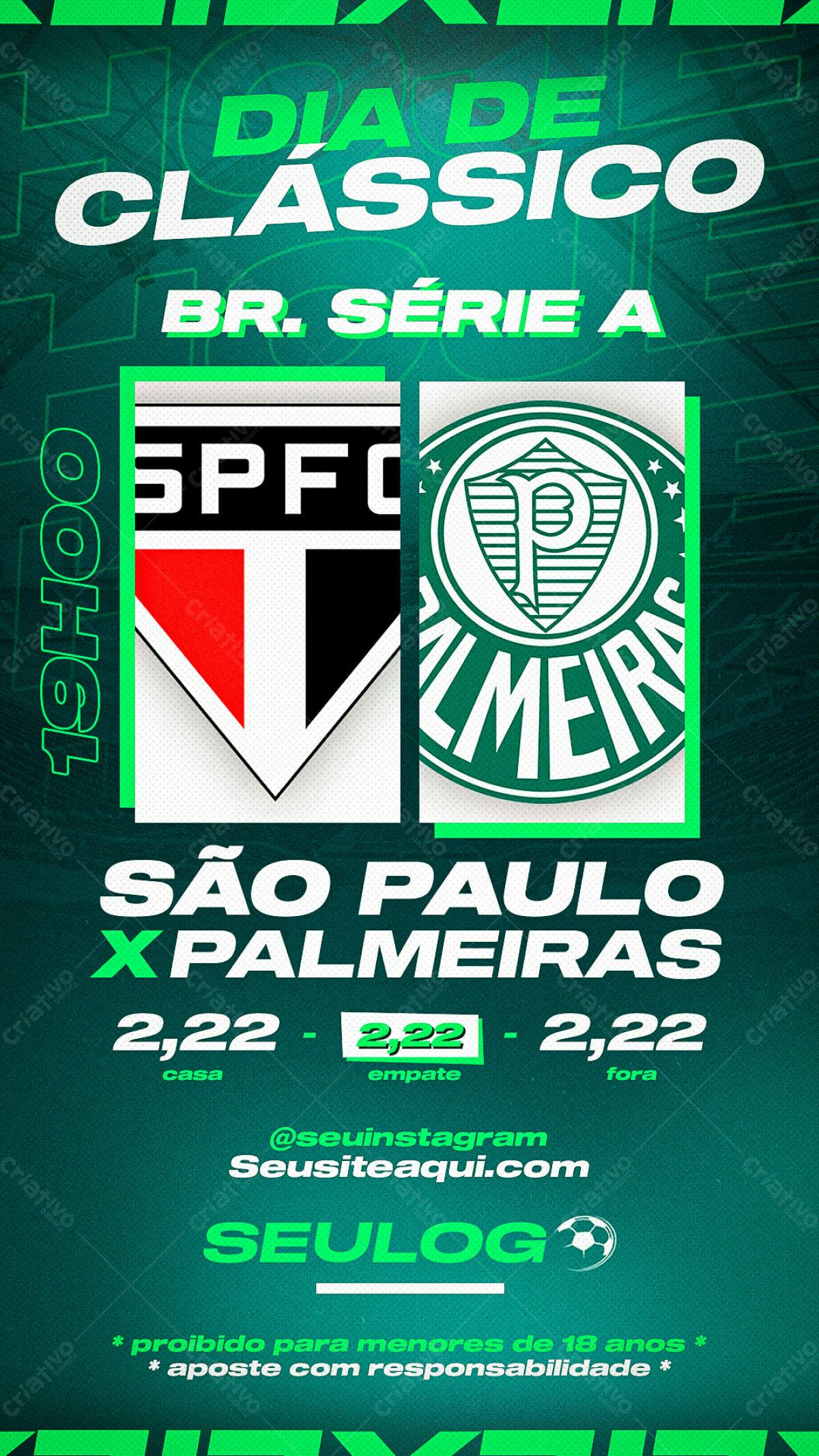 Flyer Dia de Clássico São Paulo x Palmeiras PSD Editável