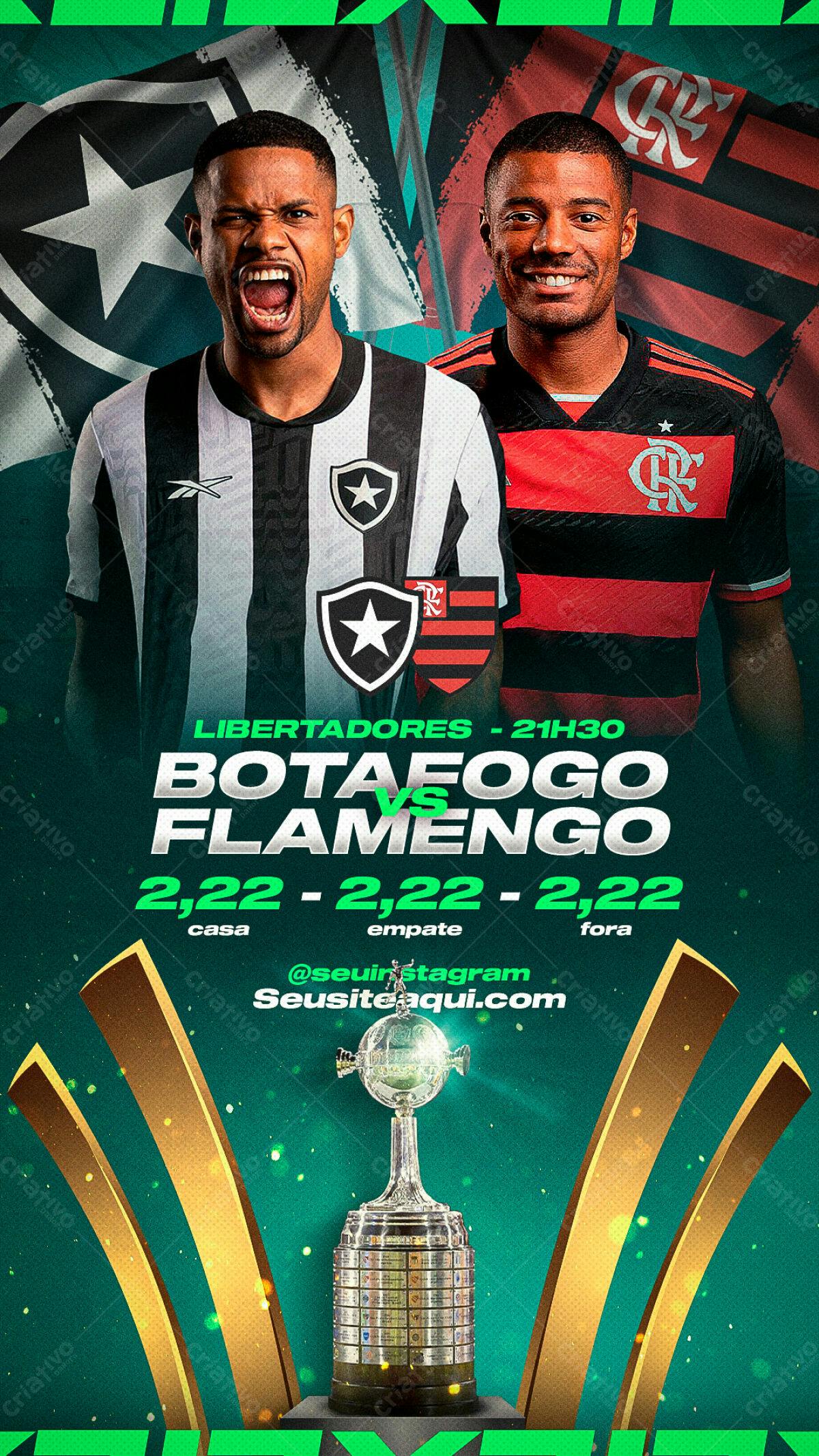 Flyer Botafogo x Flamengo Libertadores PSD Editável
