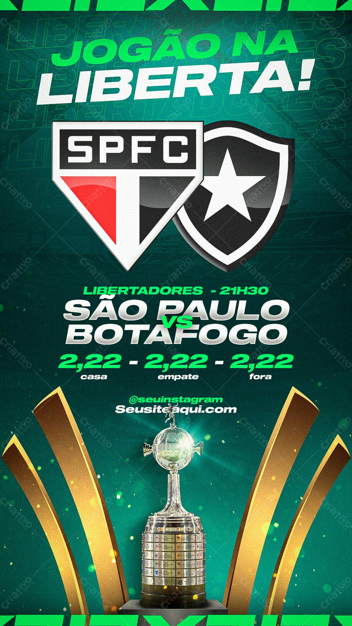 Flyer Jogo São Paulo x Botafogo PSD Editável