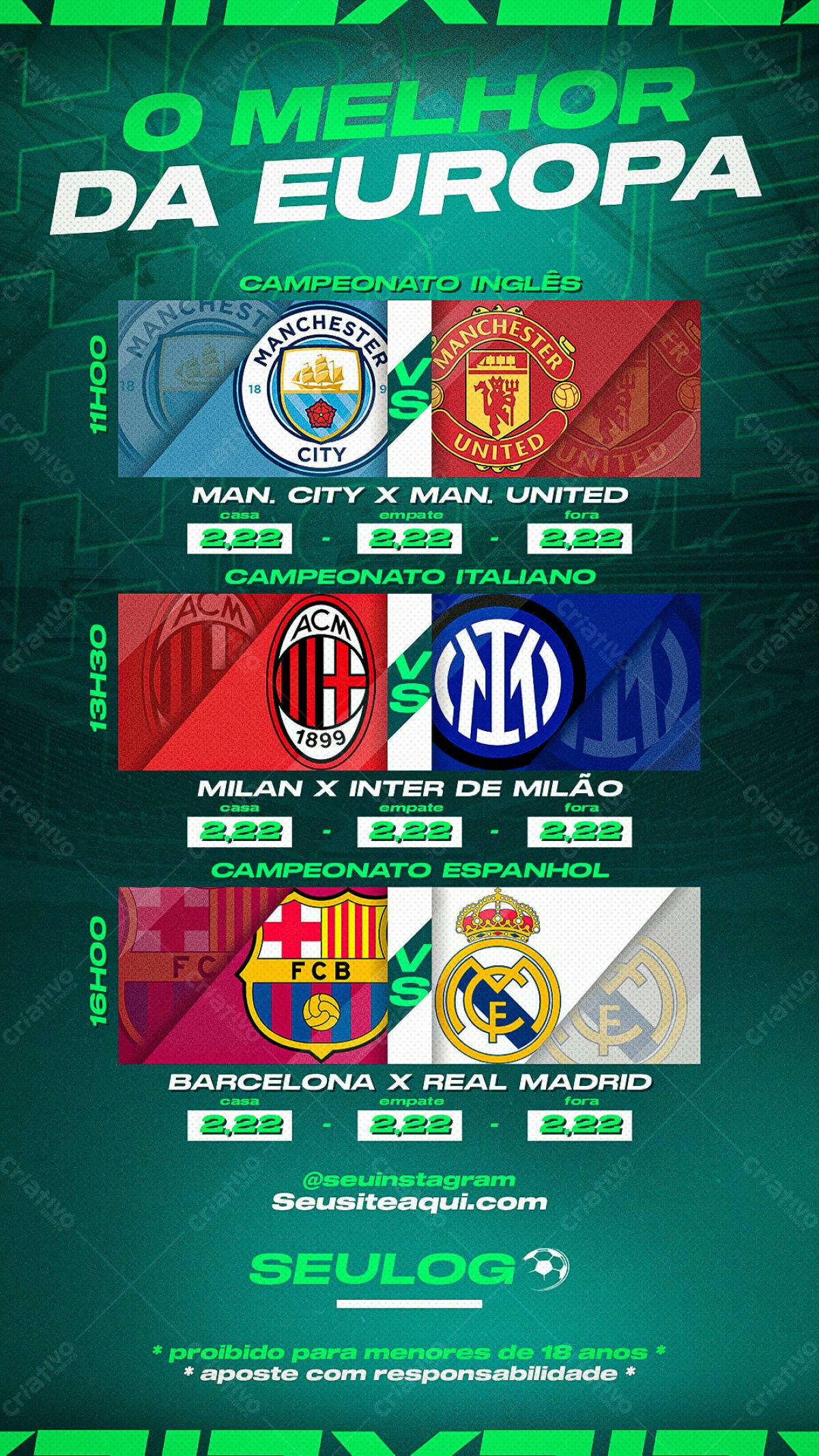 Flyer de Jogos de Futebol Europeu PSD Editável