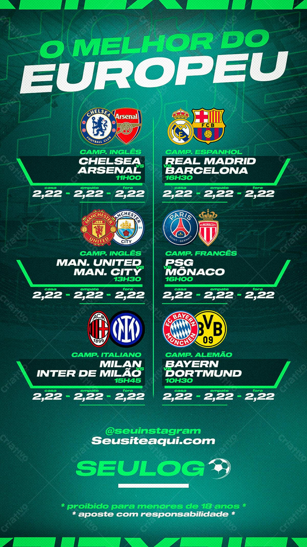 Flyer de Jogos Europeus PSD Editável
