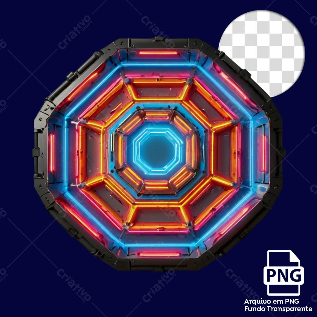 Icone Neon Octagonal PNG com fundo transparente