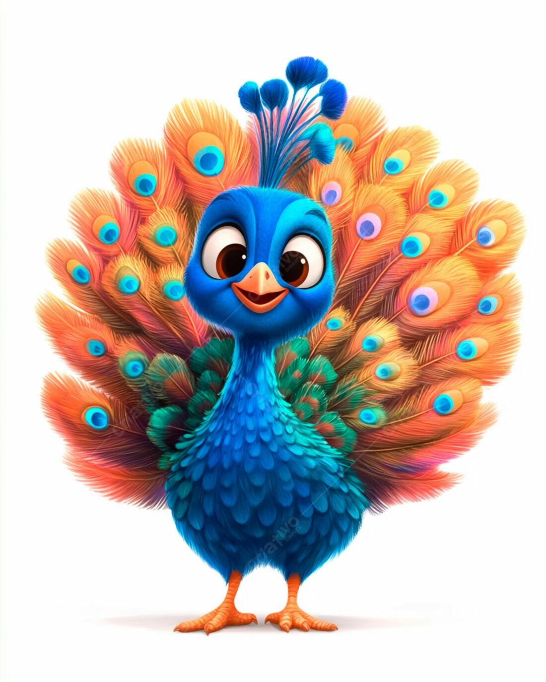 Pavão Bebê Colorido e Fofo