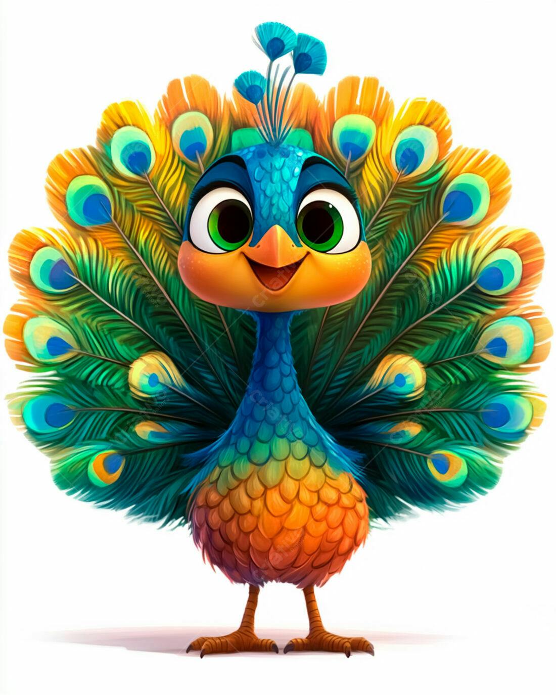 Pavão Bebê Colorido e Fofo