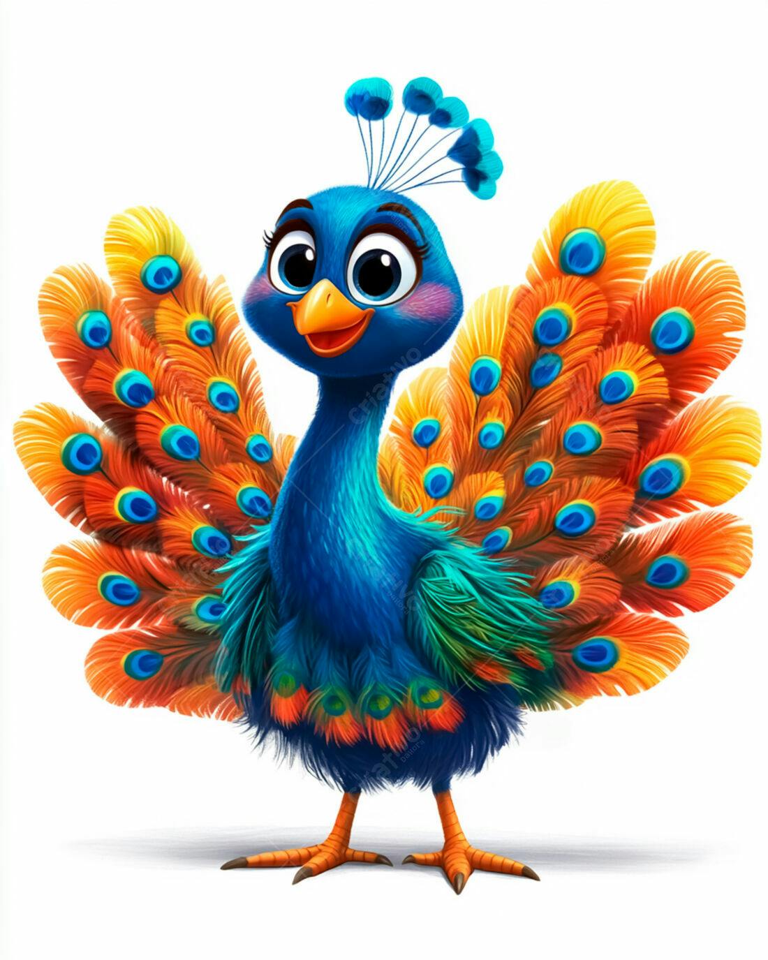 Pavão Bebê Colorido e Fofo