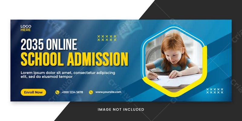 School admission facebook cover template design