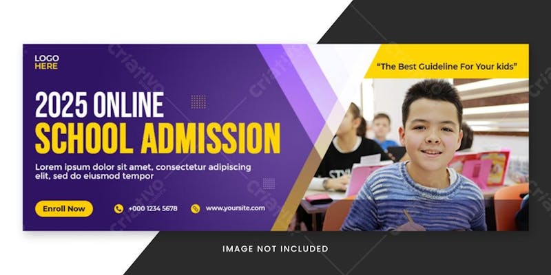 Online school admission facebook cover banner template