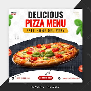 Delicious pizza menu social media instagram post template