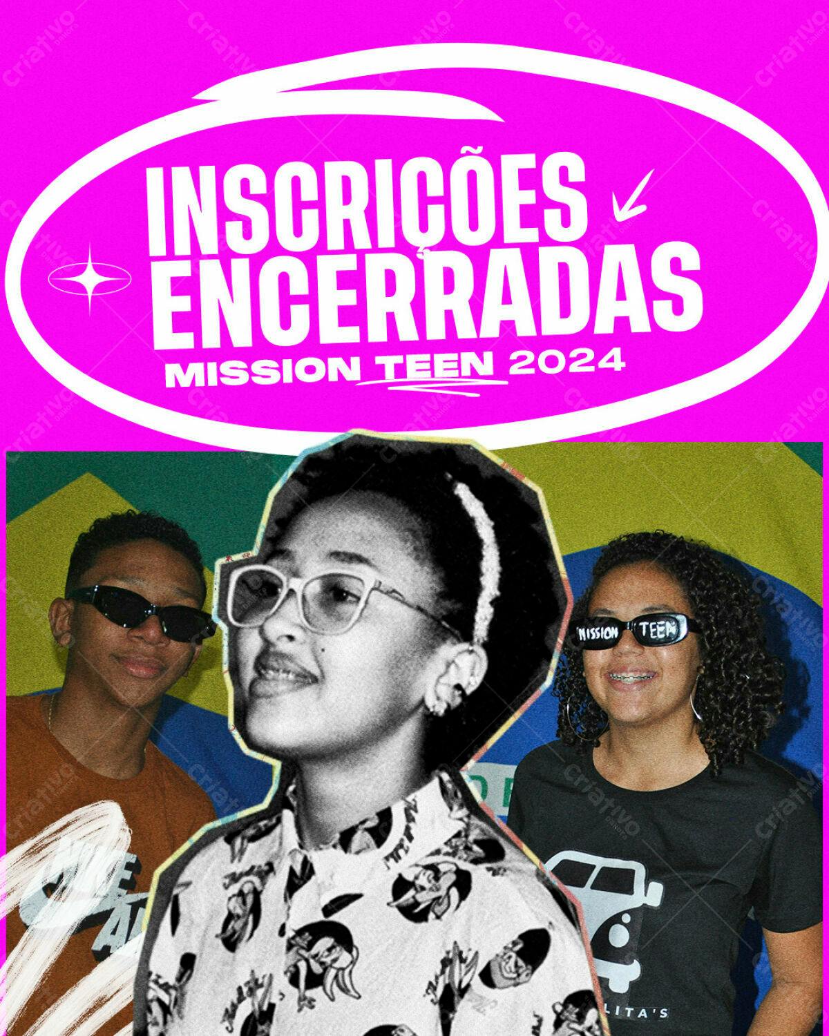 Flyer Mission Teen 2024 Inscrições Encerradas PSD Editável