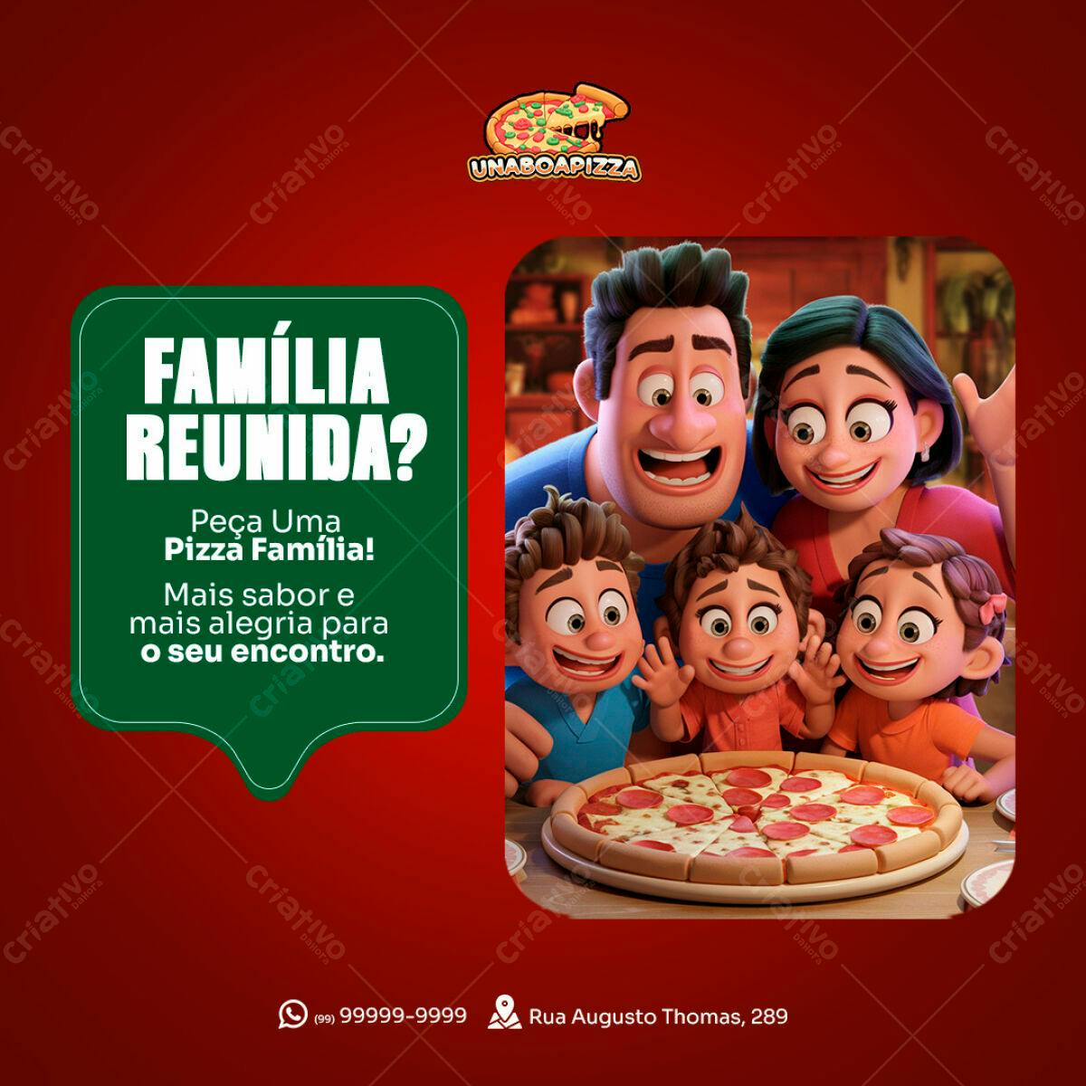 Flyer para Dia da Família Pizza PSD Editável
