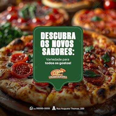 Flyer de pizzaria descubra nossos sabores