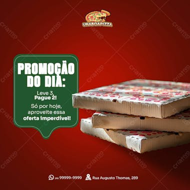 Flyer de pizzaria leve 3 pague 2