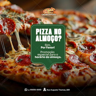 Flyer de pizzaria pizza no almoço