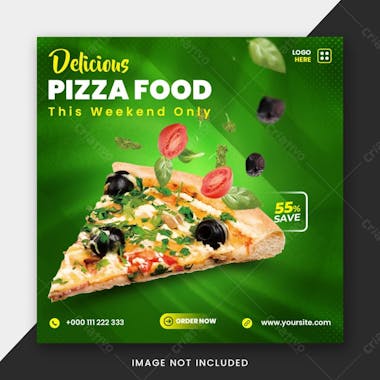 Delicious pizza food social media post template