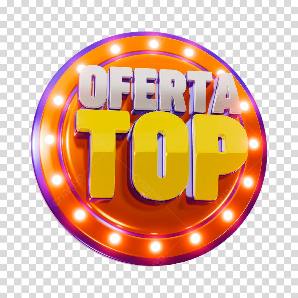 Selo 3D promocional Oferta Top amarelo e laranja