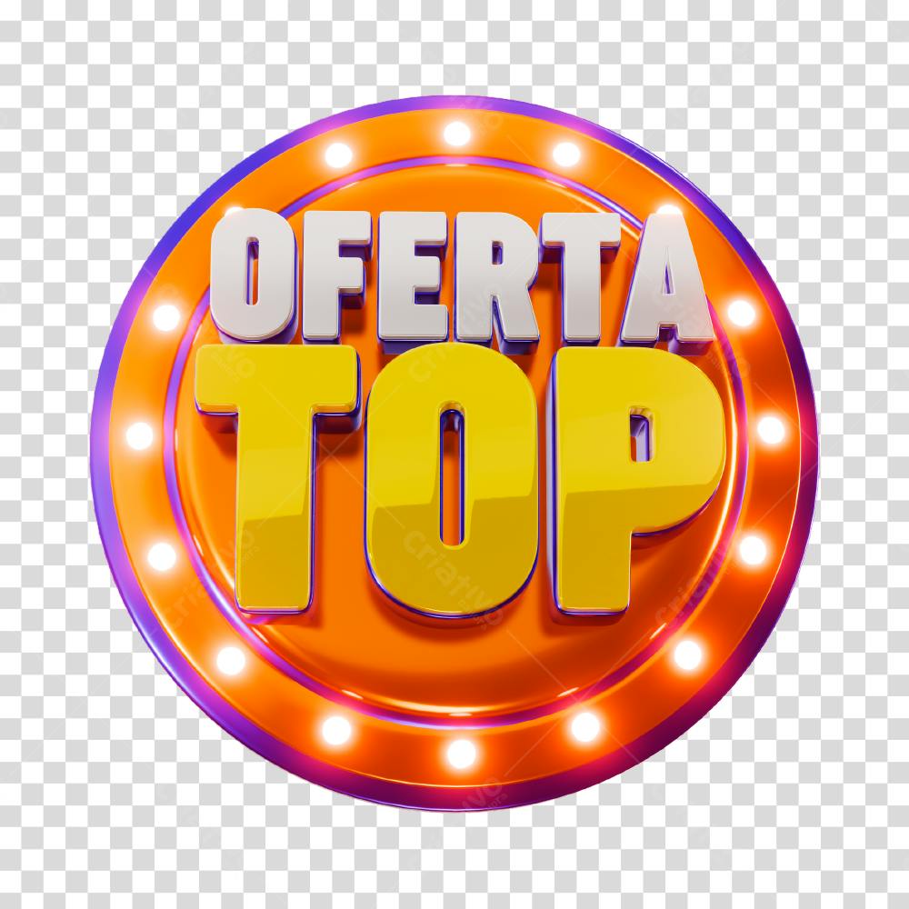 Selo 3D promocional Oferta Top amarelo e laranja