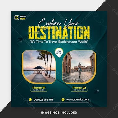 Explore your destination social media post banner template