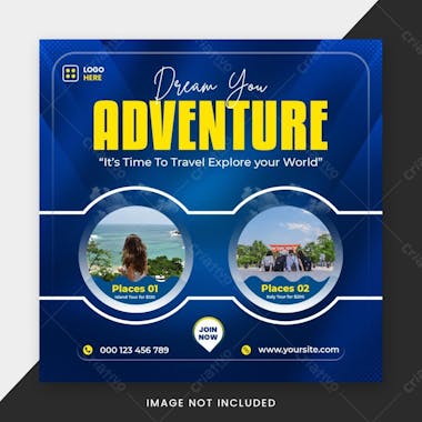 Dream your adventure social media post banner template