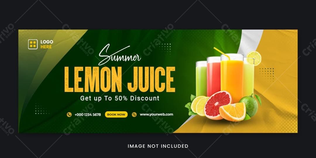 Banner Verão Suco de Limão PSD Editável