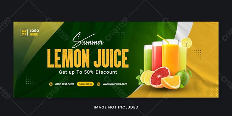 Summer lemon juice facebook cover template