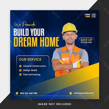 Build your dream home social media post banner template