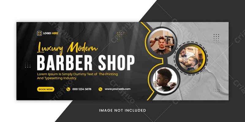 Luxury modern barber shop facebook cover template