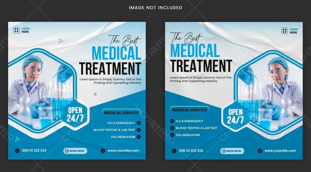 Flyer Médico PSD Editável para Clínica 24h
