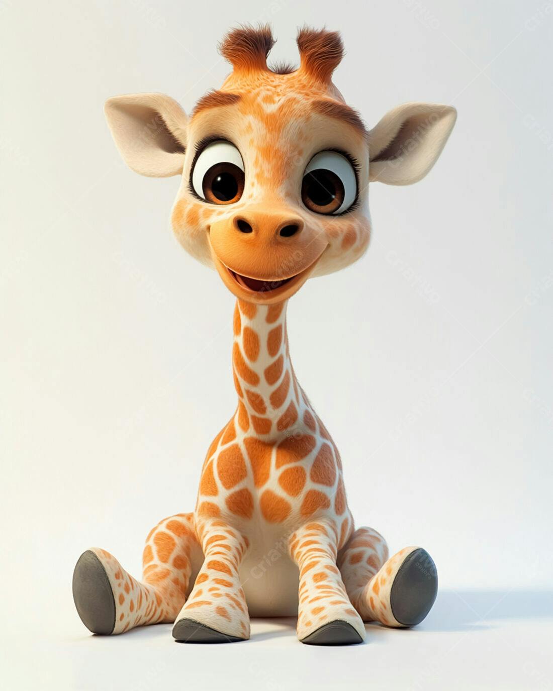 Bebê girafa fofo sentado fundo branco