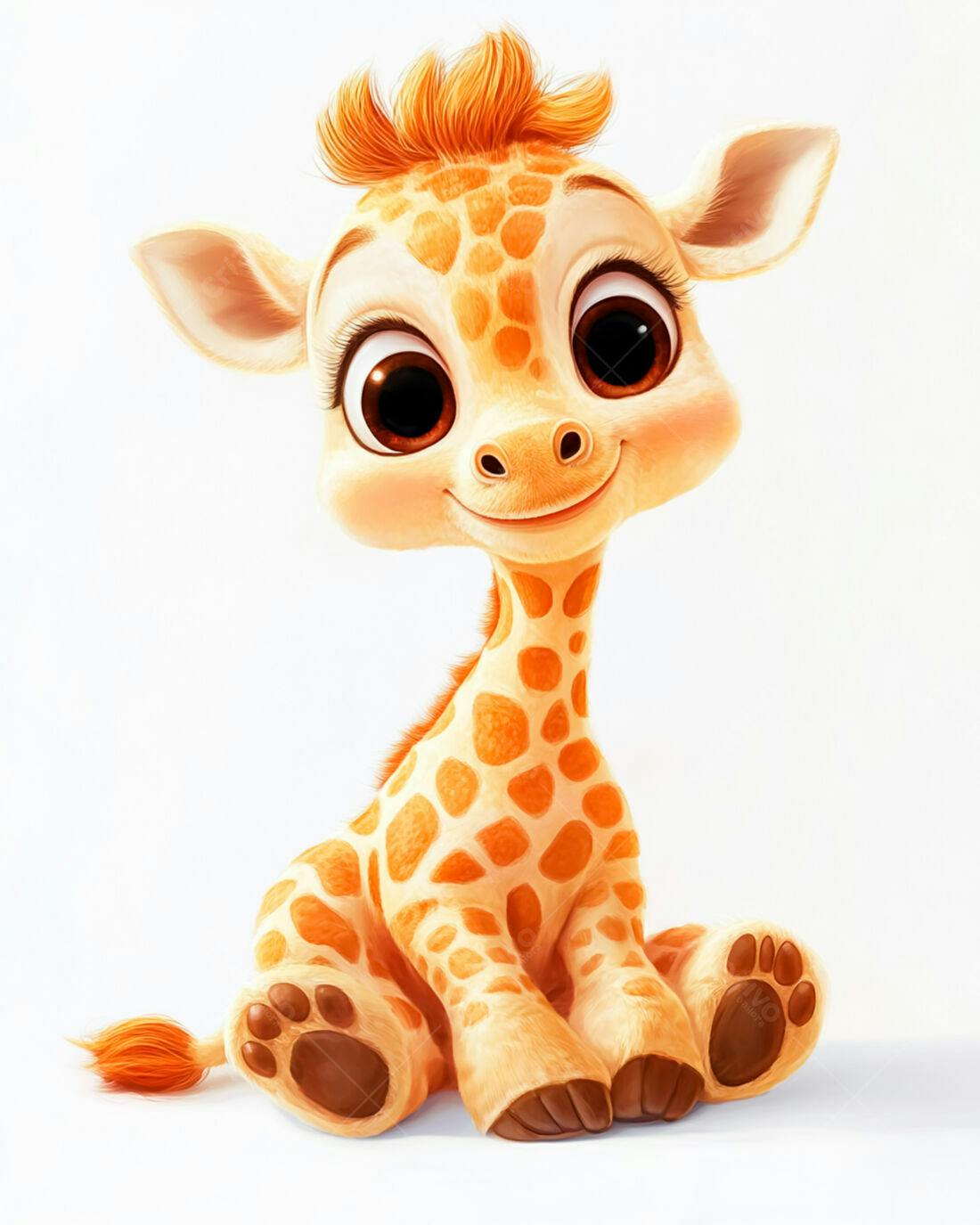 Girafinha fofa sentada fundo branco