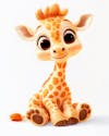 Baby giraffe with detailed soft fur sitting