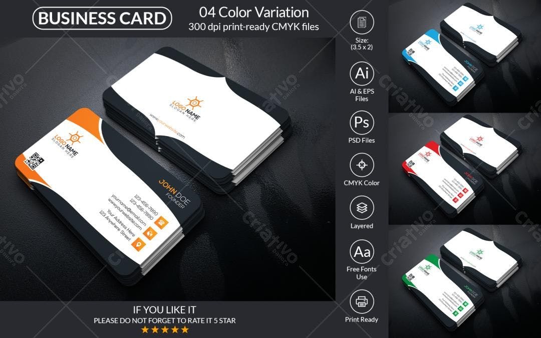 Cartão de Visita Moderno e Elegante PSD Editável