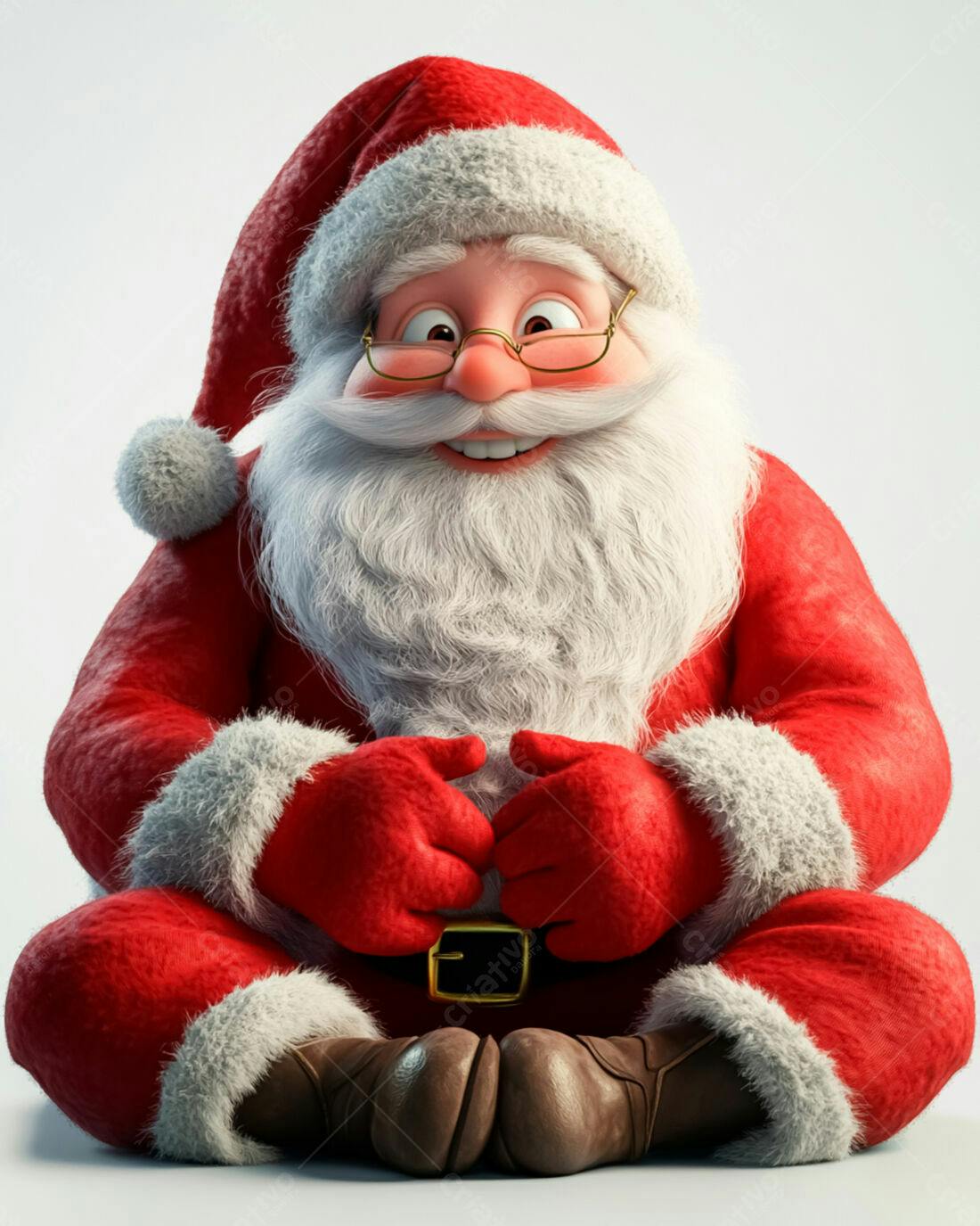 Papai Noel animado sentado alegremente