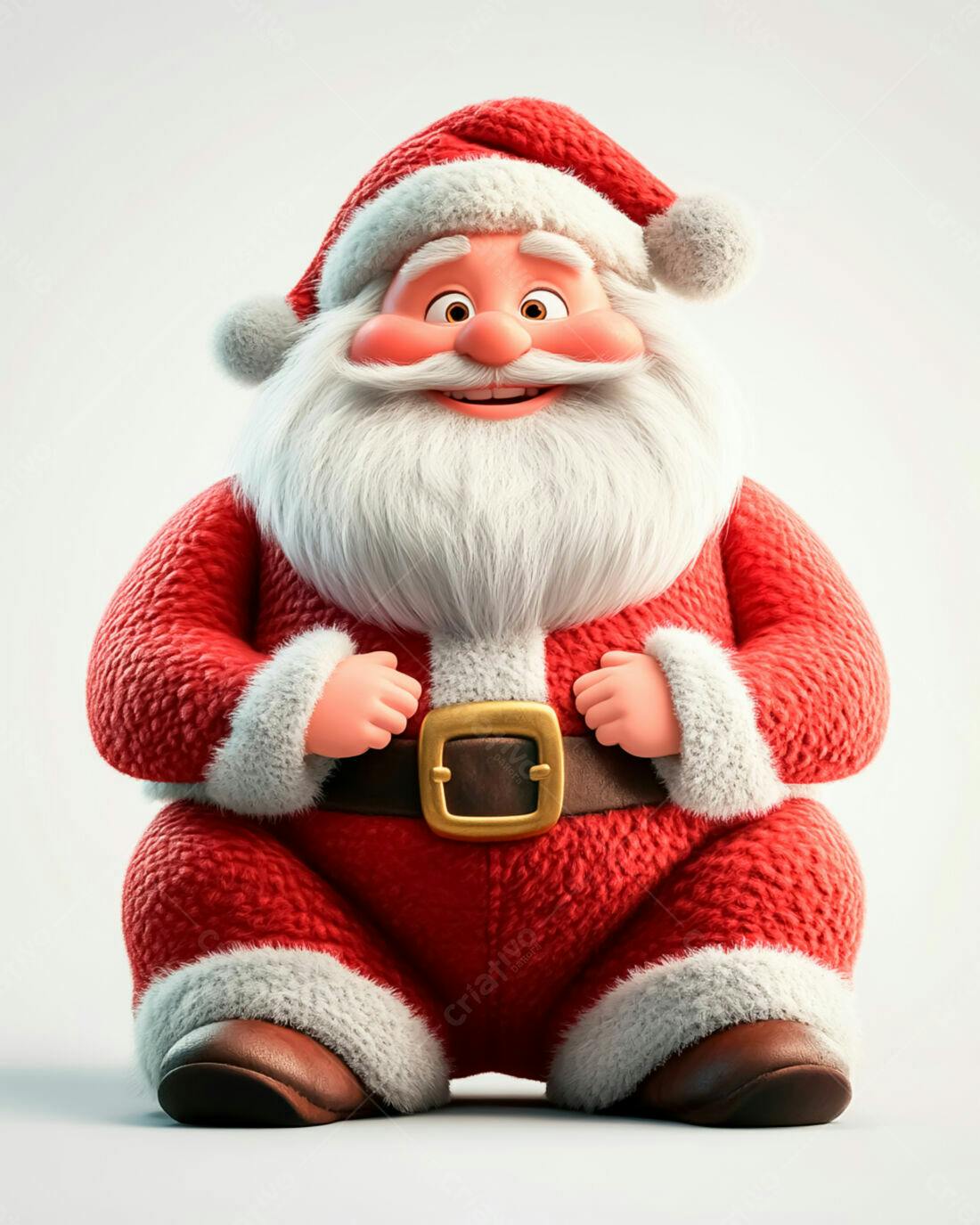 Papai Noel animado sentado fundo branco Natal