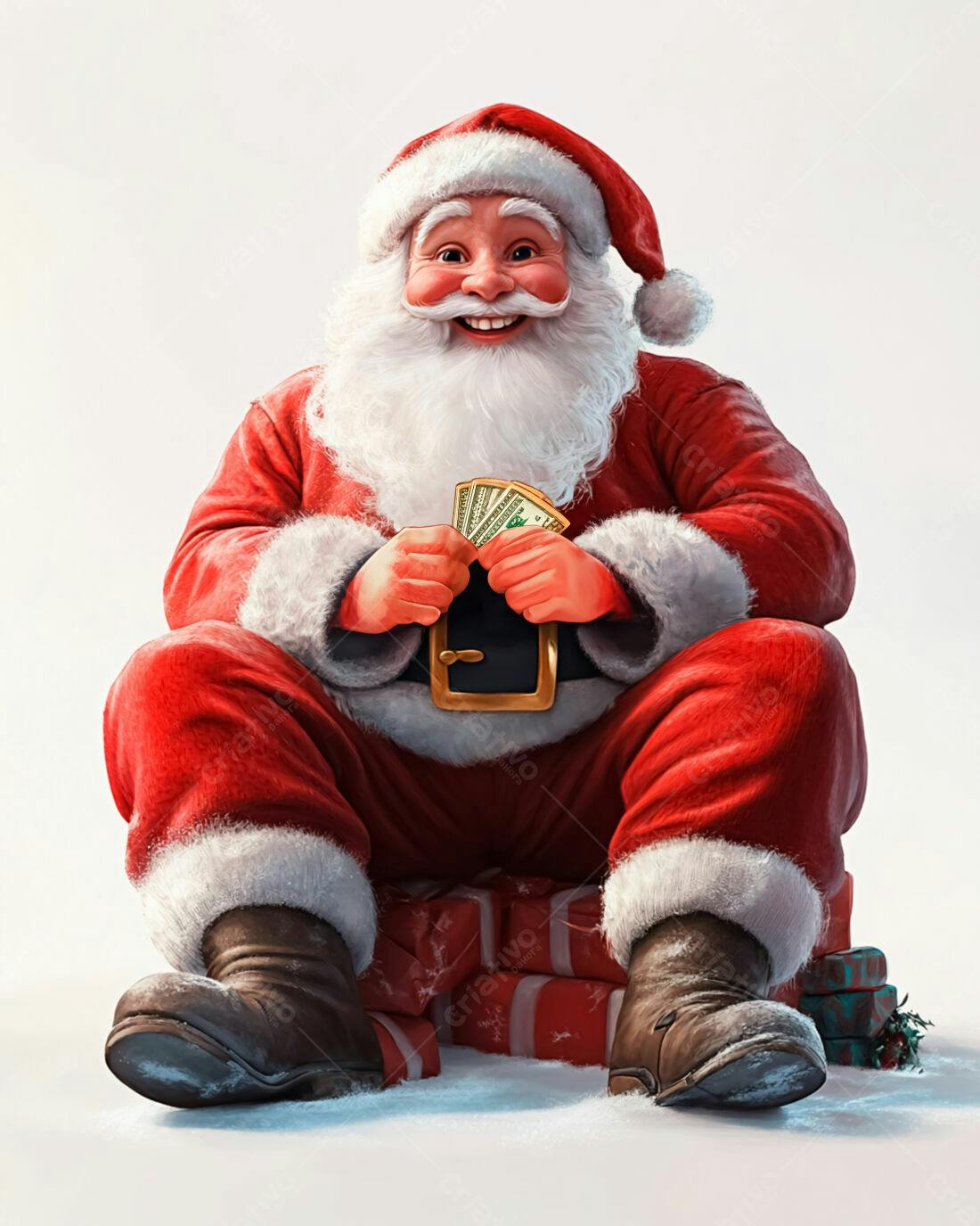 Papai Noel com dinheiro Natal