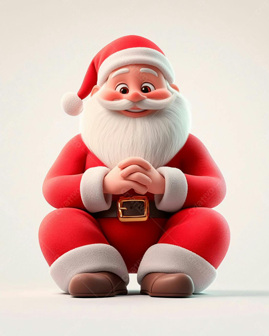 Papai Noel animado sentado em pose adorável