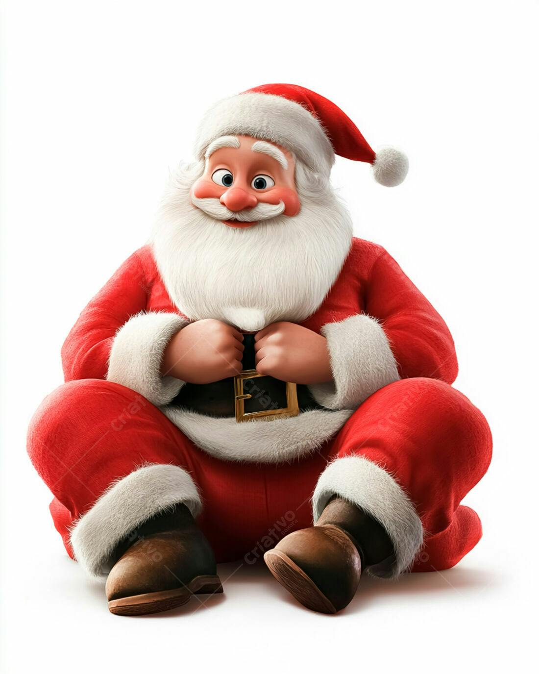 Papai Noel sentado fundo branco Natal