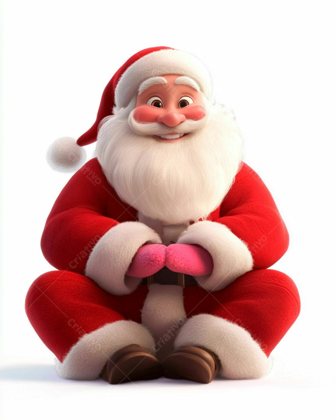 Papai Noel alegre sentado com presentes