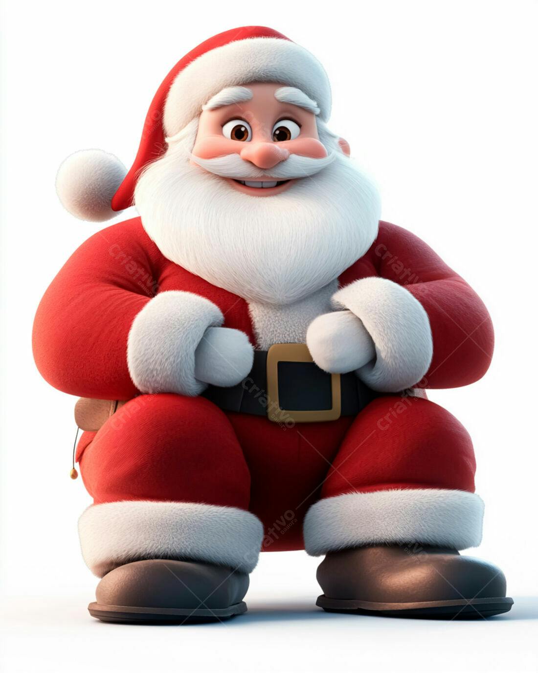 Papai Noel alegre sentado fundo branco