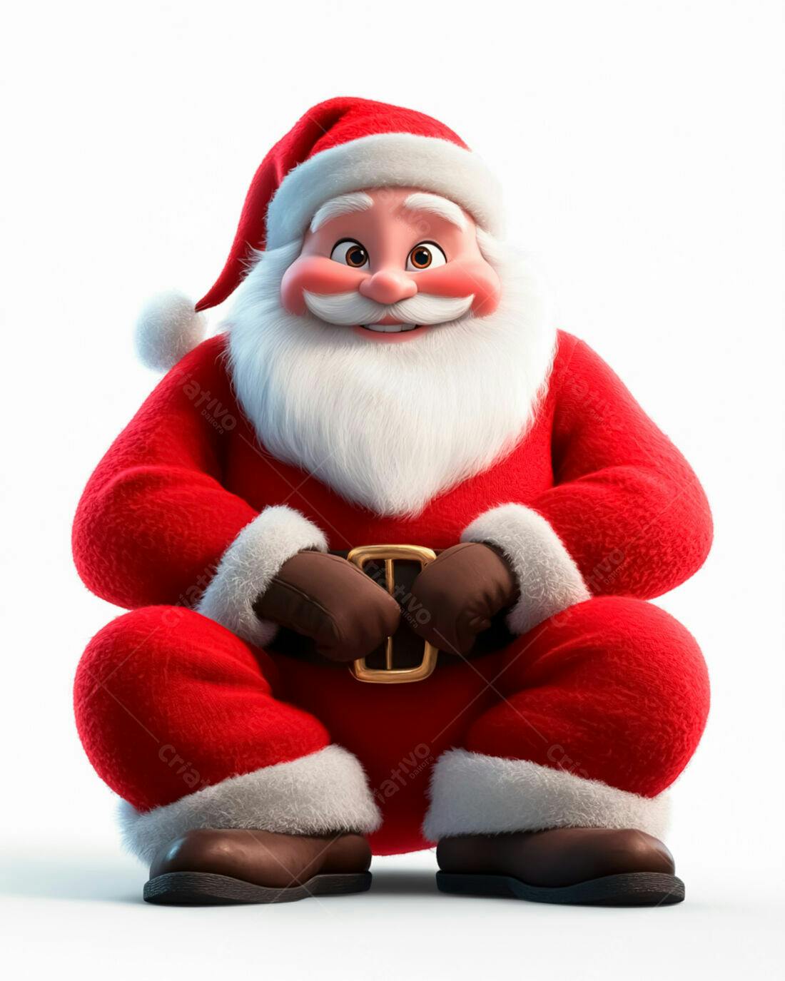 Papai Noel alegre sentado fundo branco