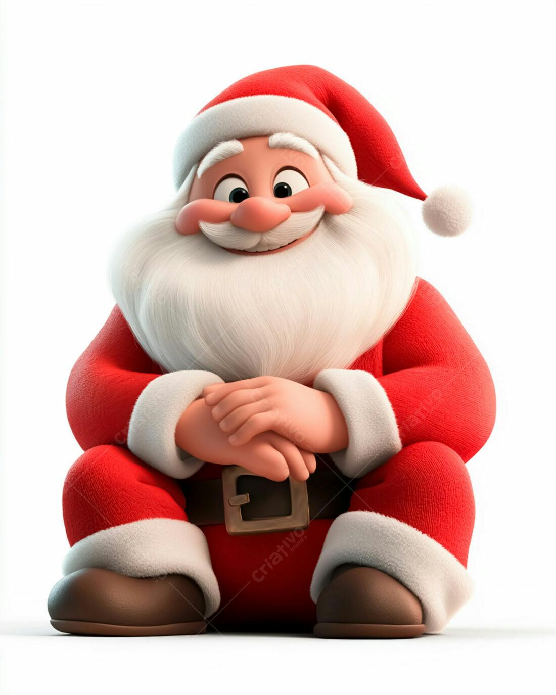 Papai Noel alegre sentado fundo branco