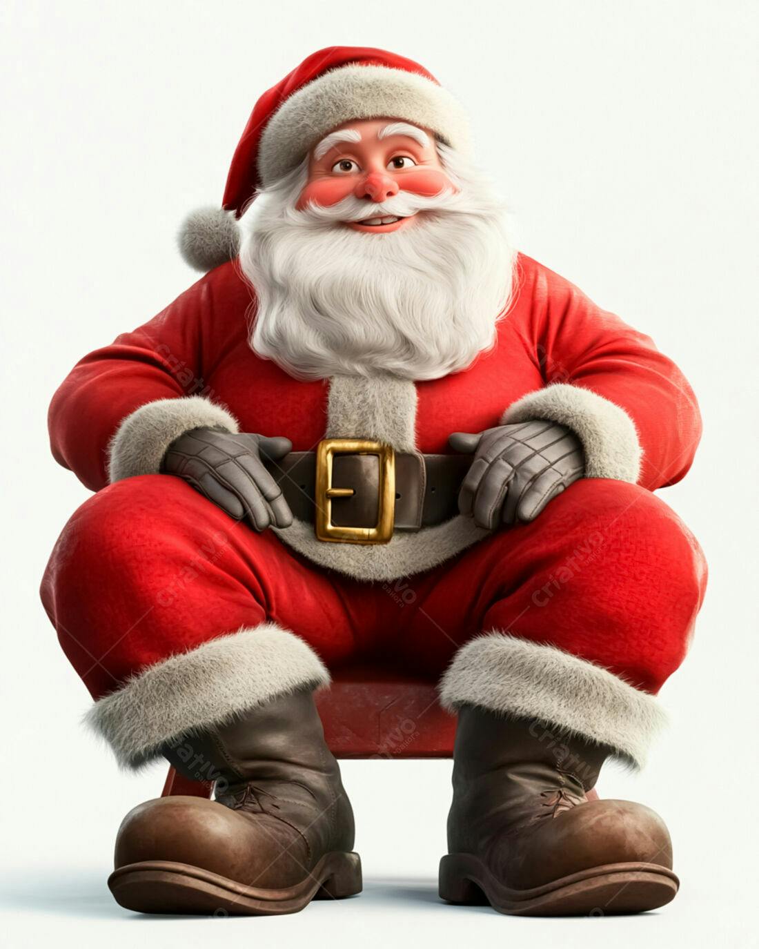 Papai Noel alegre sentado em cadeira vermelha