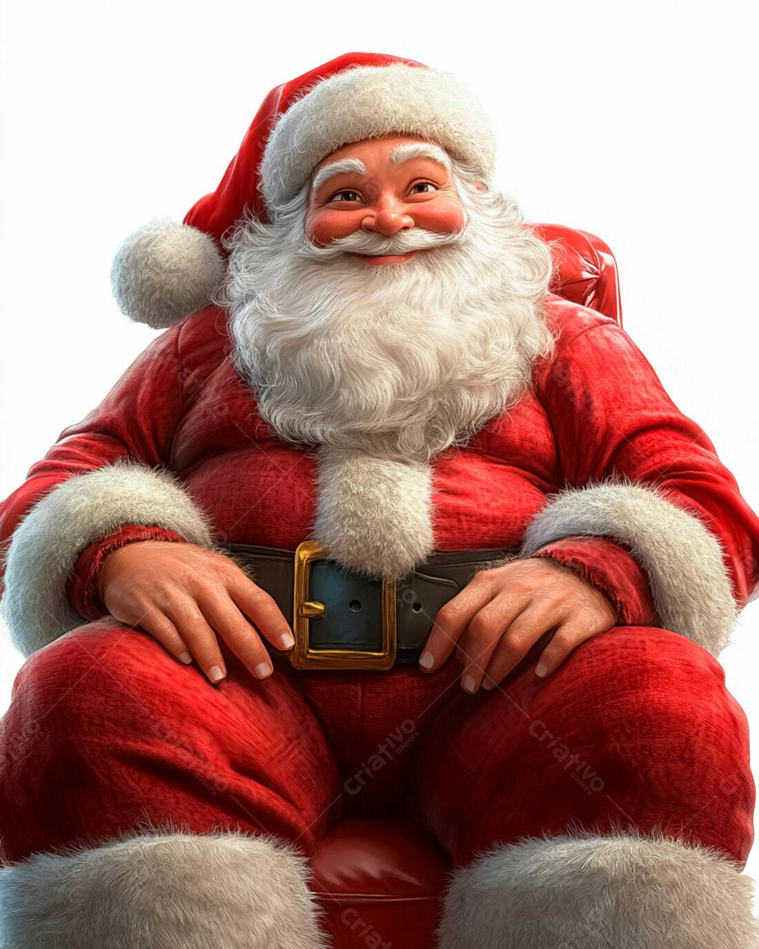 Papai Noel alegre sentado em cadeira vermelha