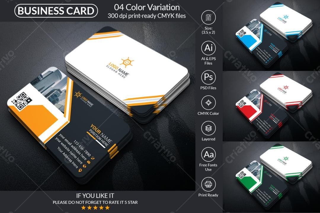 Cartão de Visita Moderno com QR Code PSD Editável